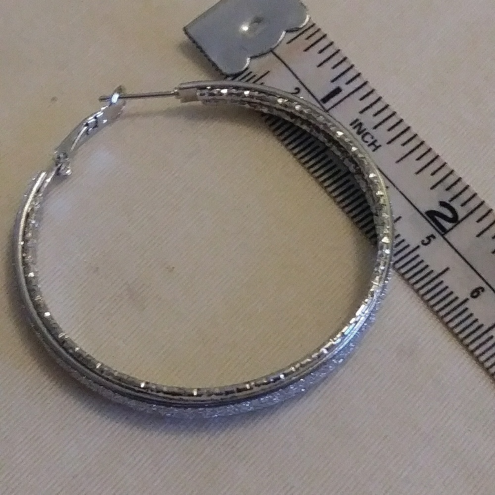 Silver Hoop Dangle Earring - Picture 3 of 3